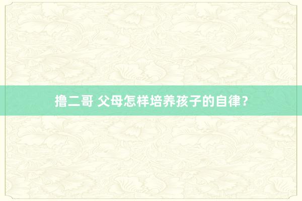 撸二哥 父母怎样培养孩子的自律？