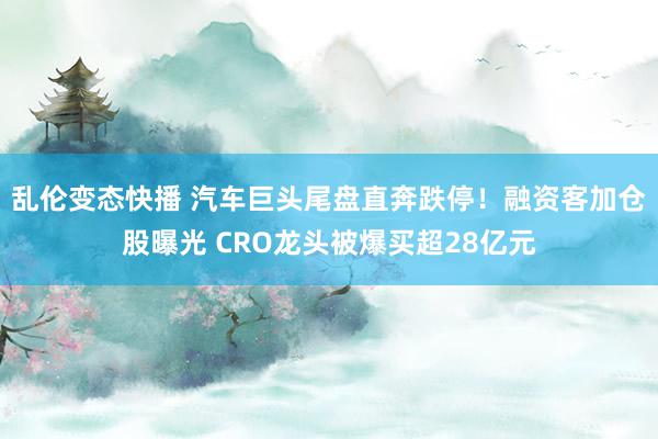 乱伦变态快播 汽车巨头尾盘直奔跌停！融资客加仓股曝光 CRO龙头被爆买超28亿元