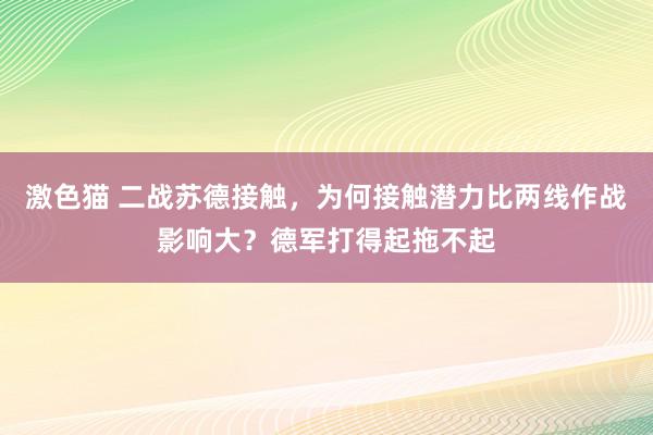 激色猫 二战苏德接触，为何接触潜力比两线作战影响大？德军打得起拖不起