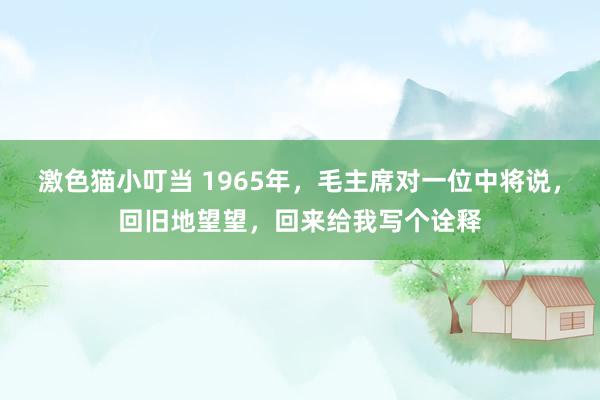 激色猫小叮当 1965年，毛主席对一位中将说，回旧地望望，回来给我写个诠释