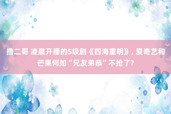 撸二哥 凌晨开播的S级剧《四海重明》, 爱奇艺和芒果何如“兄友弟恭”不抢了?