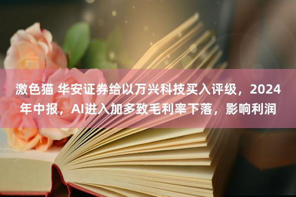 激色猫 华安证券给以万兴科技买入评级，2024年中报，AI进入加多致毛利率下落，影响利润