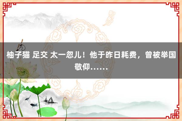 柚子猫 足交 太一忽儿！他于昨日耗费，曾被举国敬仰……